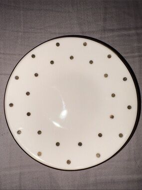 Kate Spade White Trinket Plate with Gold Polka Dots